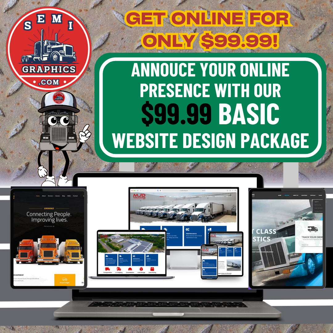 Get Your Trucker Website Rolling for Less Than a Tank of Diesel! ($99.99)